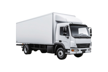 A cargo van for transportation services is isolated on a white background, suitable for mockups, advertising, logistics, and delivery concepts