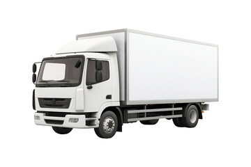 A cargo van for transportation services is isolated on a white background, suitable for mockups, advertising, logistics, and delivery concepts