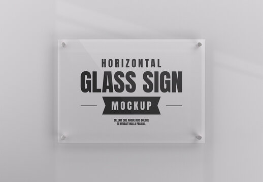 Horizontal Glass Sign Mockup