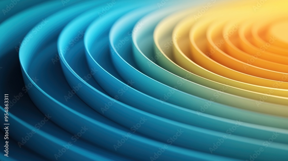 Poster concentric circles with a gradient color scheme, giving a sense of depth and motion
