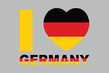 I love Germany Word with heart shape, Germany flag vector graphic, National Germany flag, Vector illustration, Computer illustration
