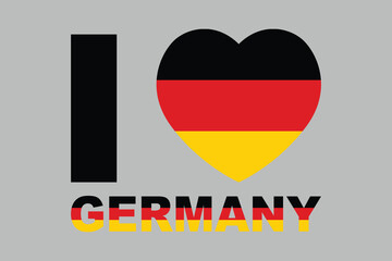 I love Germany Word with heart shape, Germany flag vector graphic, National Germany flag, Vector illustration, Computer illustration
