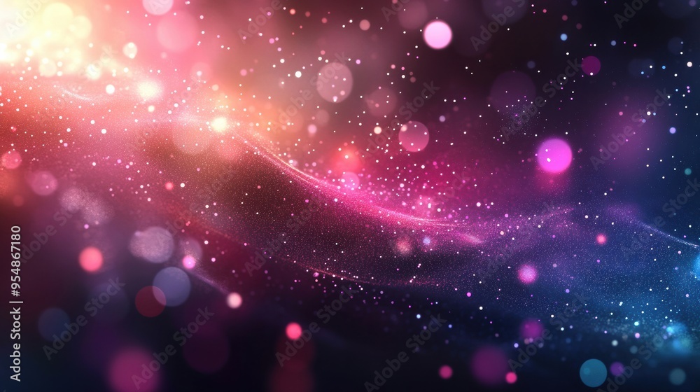 Wall mural seamless particle loop with shimmering, star-like elements moving in a rhythmic flow, providing a vi