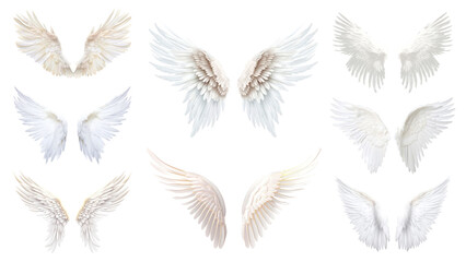 PNG Angel wings element set, transparent background