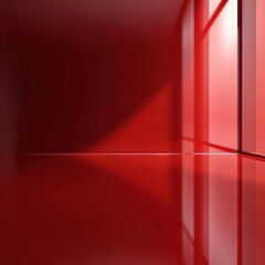 Obraz premium Abstract Red Room Interior with Window Light Reflection - Minimalist Modern Design Background