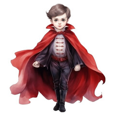 Obraz premium A Young Boy Dressed as a Vampire with a Red Cape