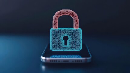 A padlock made of pixels floats out of a mobile phone, signifying a digital security kickoff