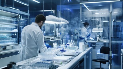 Obraz premium Cutting-Edge Research: Scientists at Work in a Modern Laboratory