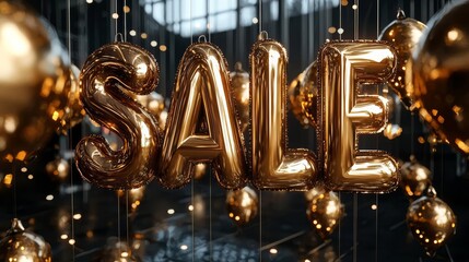 Fototapeta premium Black Friday sale, golden typography, 3D illustration