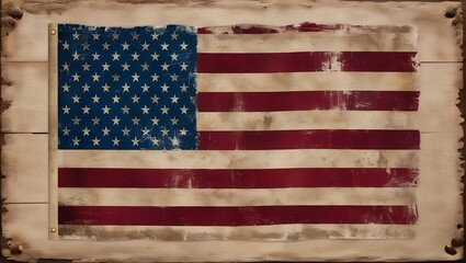 Fototapeta premium A vintage-style American flag with a rustic, weathered texture.