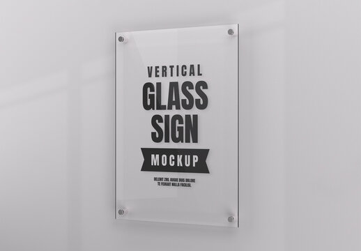 Vertical Glass Sign Mockup