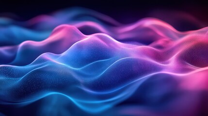 Obraz premium Abstract Wavy Background with Pink and Blue Gradient - Digital Art