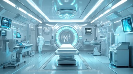 Obraz premium Futuristic Medical Scanner Room with Advanced Technology