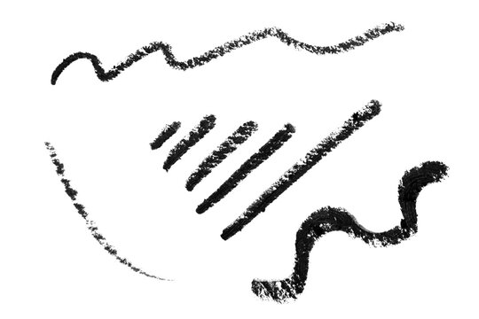 recommend clip art: Hand drawn line of black eyeliner on a white background. Macro photo. isolated