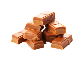 Milk organic chocolate pieces isolated on white background