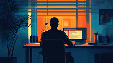 Relaxing Office Room Laptop Writing