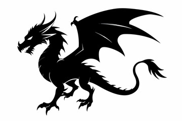 Dragon silhouette vector illustration, Black Dragon silhouette vector design 
