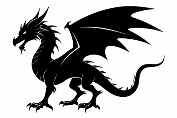 Fototapeta premium Dragon silhouette vector illustration, Black Dragon silhouette vector design 