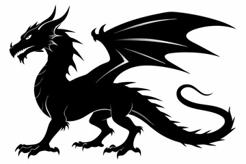 Dragon silhouette vector illustration, Black Dragon silhouette vector design 
