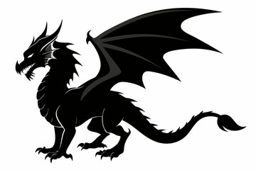 Dragon silhouette vector illustration, Black Dragon silhouette vector design 
