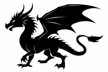 Dragon silhouette vector illustration, Black Dragon silhouette vector design 
