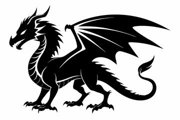 Dragon silhouette vector illustration, Black Dragon silhouette vector design 
