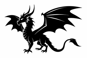 Dragon silhouette vector illustration, Black Dragon silhouette vector design 
