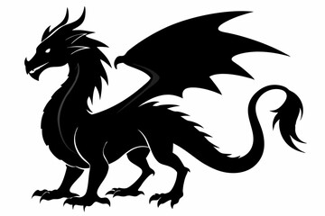 Dragon silhouette vector illustration, Black Dragon silhouette vector design 
