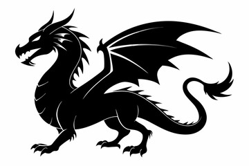 Dragon silhouette vector illustration, Black Dragon silhouette vector design 

