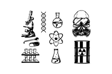 Science and laboratory equipment illustrations set. Vector icon design.