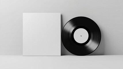 a vinyl record with a blank white album cover