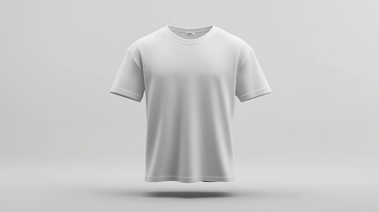 A Plain White TShirt mockup placed against a white Neutral Background suitable for Fashion Media use