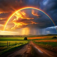 rainbow over the field