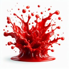 Vibrant and energetic splash of a red liquid similar to red berry jam, syrup, juice or punch, cut out
