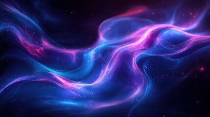 Abstract Blue and Pink Glowing Wave with Sparkle Effect - Digital Art Background.