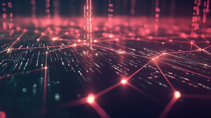 Obraz premium Abstract Red and Black Binary Code Network Background.