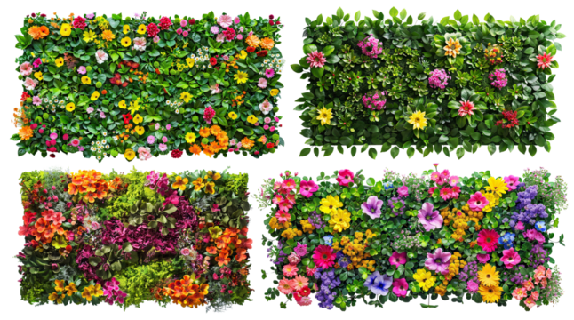 Set of colorful flower wall panels, cut out