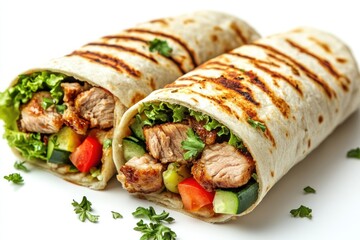 Grilled Chicken and Vegetable Wrap with Parsley Garnish