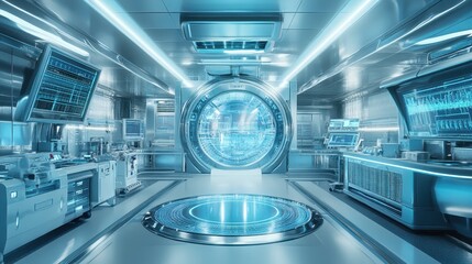 Futuristic and Sleek Interior of a High-Tech Laboratory