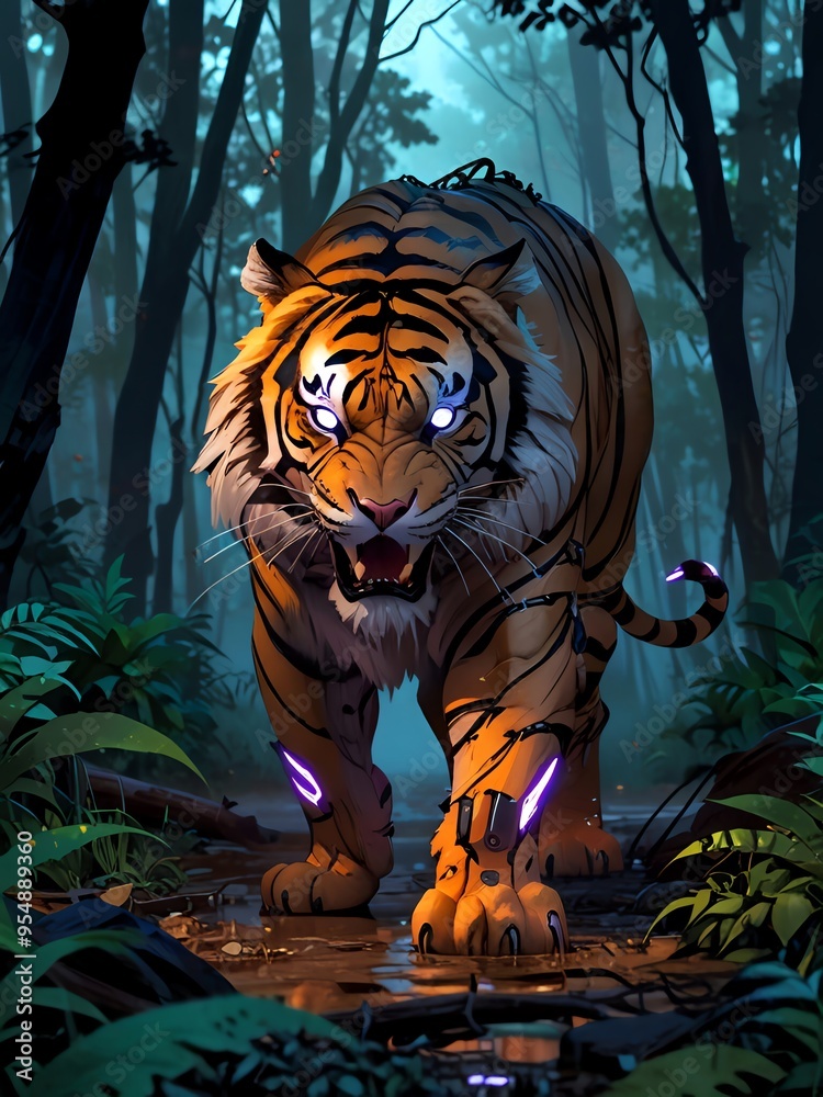 Canvas Prints cybernetic tiger in the forest