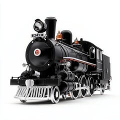 Fototapeta premium A detailed model of a steam locomotive, isolated on white