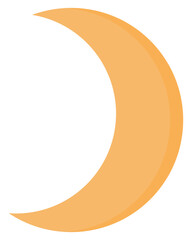 Crescent moon flat icon isolated on white background.