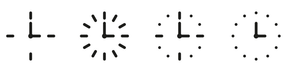 Time icon set in flat style. Timer, alarm, schedule, hourglass, clock icons. Stopwatch symbol. Web icon set.