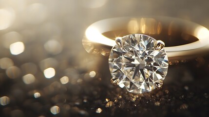 Closeup of a Stunning Diamond Ring Sparkling Brilliantly Under Soft Elegant Lighting   A Luxurious Elegant and Captivating Jewelry Detail Shot