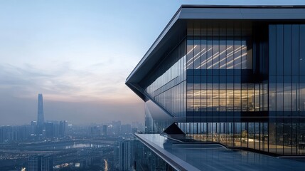 Fototapeta premium Stunning Architectural Skyline Overlooking a Vibrant City Metropolis