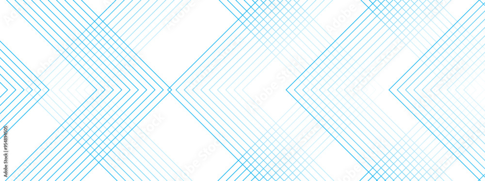Leinwandbilder White and blue modern minimalistic geometric pattern background with tech lines. Architecture concept with digital geometric connection blue lines. blueprint background& bright lines.