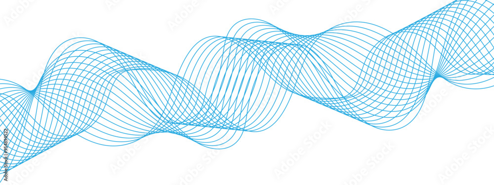 Poster Abstract colorful modern stream wave line transparent background. Curved wavy lines tech futuristic motion background. Vector Illustration of the pattern of lines