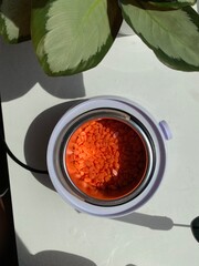 depilation wax orange drops in wax warmer