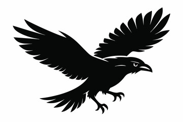 Naklejka premium Raven silhouette vector art. Crow bird icon illustration