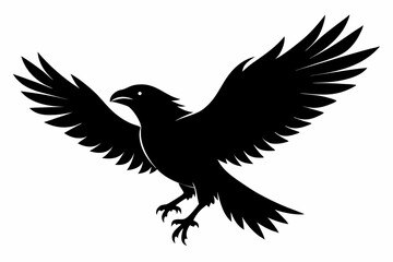 Raven silhouette vector art. Crow bird icon illustration